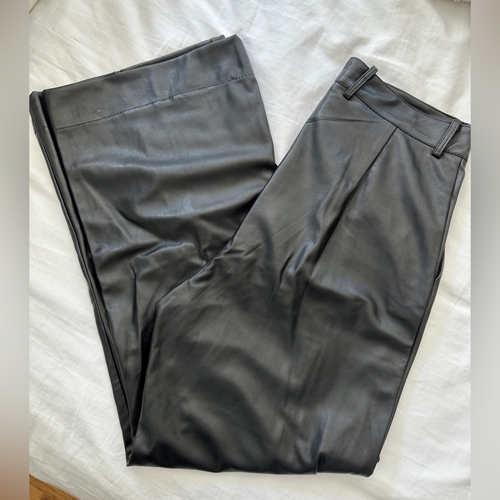 Olivaceous Women's Black Flare Pants Faux Leather L